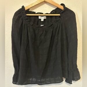 Amour Vert Valerie Gauze Black Peasant Top - Size S NWT